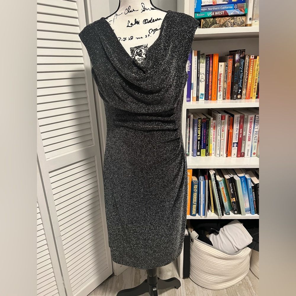 Gorgeous Calvin Klein charcoal metallic knit dress